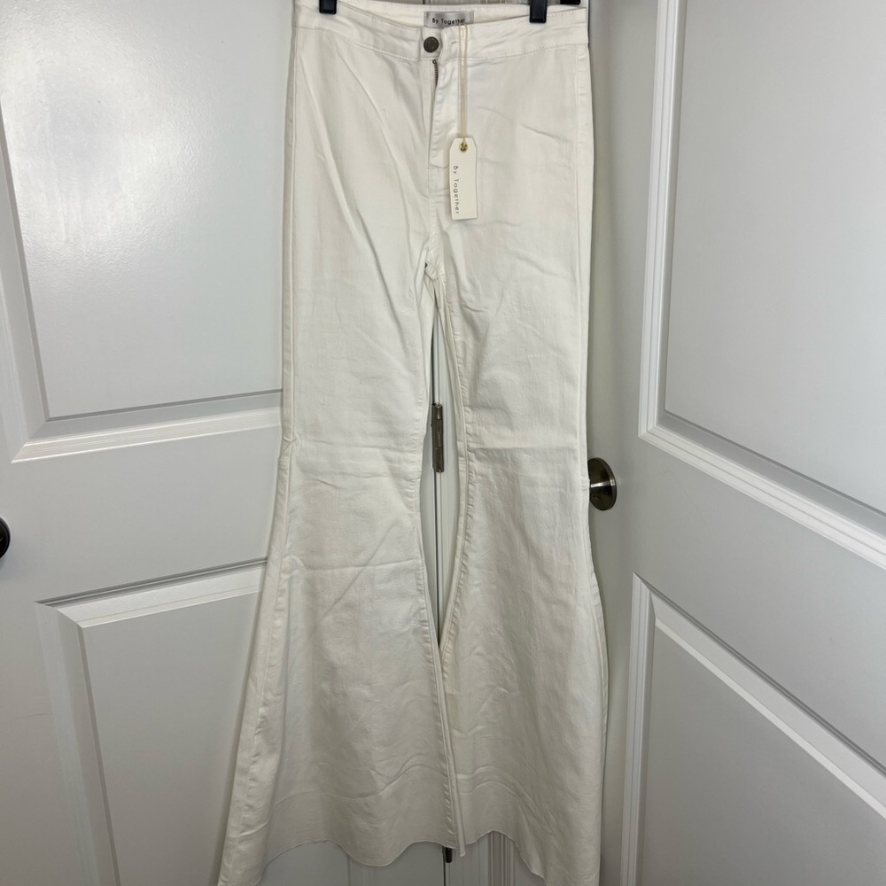 White High Rise Bell Bottom Jean